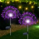 Luzes solares de jardim Slyuexu 120 LED impermeáveis roxas, pacote com 2
