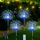 Luzes solares de jardim Slyuexu 480 LED multicoloridas, pacote com 4 Luzes solares de jardim Slyuexu 480 LED multicoloridas, pacote com 4