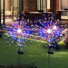 Luzes solares de jardim SolaRera Firework 120 LED, pacote com 2