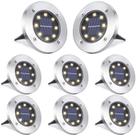 Luzes solares de solo LYHOPE, pacote com 8 LED, à prova d'água (branco quente)
