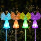 Luzes solares decorativas para jardim, kit com 4 luzes solares de anjo, LED solar para área externa com mudança de cor, à prova dágua IP67, luzes de estaca solares para decoração de cemitério, túmulo, jardim, pátio, quintal e gramado