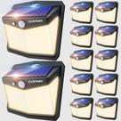 Luzes solares externas CLAONER 128 LED, pacote com 12 unidades, IP65, impermeáveis