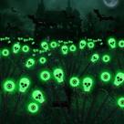 Luzes solares FENSAN Halloween Outdoor, 4 pacotes, 32 LED, verdes