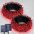Luzes solares JMEXSUSS Red 400 LED 46m à prova d'água 8 modos Luzes solares JMEXSUSS Red 400 LED 46m à prova d'água 8 modos