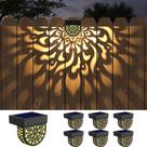 Luzes Solares para Cerca EKQ, Kit com 6 Unidades, Impermeáveis, Amarelo Quente