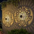 Luzes Solares para Cerca gardencave com Padrão de Lótus, Kit com 4 Luzes Solares para Cerca gardencave com Padrão de Lótus, Kit com 4