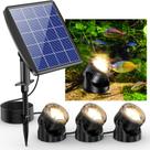 Luzes solares para lagoas POPOSOAP LED impermeável IP68 de 3 cabeças