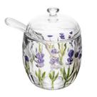 LYOR - Açucareiro com Colher e Tampa Lavanda Hand Painting 8,5cm x 11,3cm Cristal