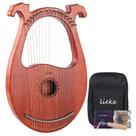 Lyre Harp LIEKE, 16 cordas de metal, corpo em mogno com bolsa e chave inglesa