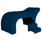 Maca Estofada Estética Capitonê 60 cm Suede Marinho - FM