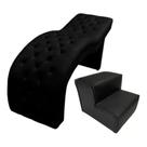 Maca para Estética Luxo Preto Veludo Capitone Estofados com Escadinha Boutique BK Maca para Estética Luxo Preto Veludo Capitone Estofados com Escadinha Boutique BK