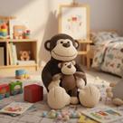 Macaca Pelúcia Com Filhote 48 Cm Super Macia E Certificada Macaca Pelúcia Com Filhote 48 Cm Super Macia E Certificada