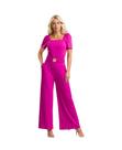 Macacão 2268 Social C/Cinto Pantalona Feminino Malha Premium Luxo alfaiataria
