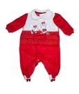 Macacão Algodão Plush Macio Antialergico Vermelho com Bordado e Pesinho