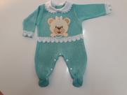 Macacão Azul Tricot Ursa Colar