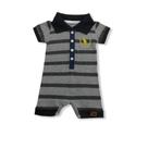 Macacão Banho de Sol Listrado Gola Polo com Bordado