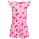 Macacão Barbie para meninas, francês, felpudo, rosa, sem mangas, 5T