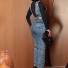 Macacão Básico Jeans Feminino Moda Mom Tendência Estação