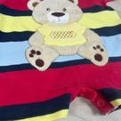 Macacão Bebê Curto Ursinho Listrado Menino Roupa Infantil