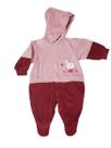 Macacão bebê longo em plush com capuz creep baby tam m