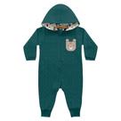 Macacão Bebê Manga Longa com Capuz Ursinho Verde - Kiko Baby