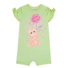 Macacão Bebê Menina em Cotton Verde Claro - Kukiê Macacão Bebê Menina em Cotton Verde Claro - Kukiê
