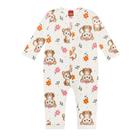Macacão Bebê Menina Kyly em Cotton Oncinha Off White Tamanho:M