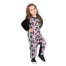 Macacão Bebê Menina Manga Longa Pelúcia Panda Preto - Tileesul
