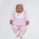 Macacão Bebê Menina Personalizado Rosa Bordado Letra do Nome Macacão Bebê Menina Personalizado Rosa Bordado Letra do Nome
