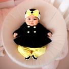 Macacão Bebê Menina Roupa de Frio Longo de Plush Jasmine Amarelo Kit 3 Peças