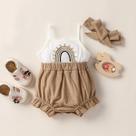 Macacão Bebê Menina Verão - Sem Mangas, Estampa Arco-Íris - Estilo Europeu