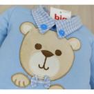 Macacão bebê menino bordado Bear gola camisa algodão confortável