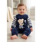 Macacão Bebê Menino em Plush Bordado Outono Inverno Roupa de Bebê Menino