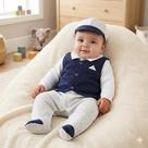 Macacão Bebê Menino Longo para Roupa de Frio Malha Smoker Kit 03 peças Macacão Bebê Menino Longo para Roupa de Frio Malha Smoker Kit 03 peças