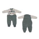 Macacão Bebê Menino Suedine Plush Inverno Verde Coruja