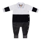 Macacão Bebê Polo Bordado Plush Abertura Lateral Vira Pé