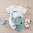 Macacão Branco de Bebê (0-18 Meses) - Body de Elefante - Verão Casual Macacão Branco de Bebê (0-18 Meses) - Body de Elefante - Verão Casual