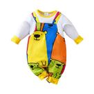 Macacão Colorido Com Estampa De Urso Para Bebês Manga Longa Com Suspensórios Falsos Primavera Outono Macacão Colorido Com Estampa De Urso Para Bebês Manga Longa Com Suspensórios Falsos Primavera Outono