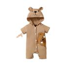 Macacão Com Capuz E Estampa De Urso, Manga Curta, Marrom, Para Bebês Recém-nascidos, Meninos E Macacão Com Capuz E Estampa De Urso, Manga Curta, Marrom, Para Bebês Recém-nascidos, Meninos E