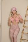 Macacão com Top Ombro a Ombro Rosé e Legging de Oncinha Rosé com Zero Transparência