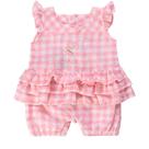Macacão Curto Bebê Menina Xadrez Rosa