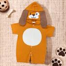 Macacão Curto Capuz Bichinho Cão Caramelo para Bebê Menino Macacão Curto Capuz Bichinho Cão Caramelo para Bebê Menino
