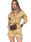 Macacão Curto Estilo Safari Feminino com Botões