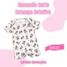 Macacão Curto Feminino Canelado Estampa Rotativa 100% Algodão, RN - P M G GG