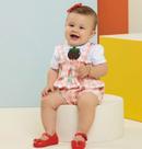 Macacão Curto Luxo Bebê Menina Finta Jardineira Verão 7365