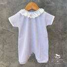 Macacão Curto Malha Tricotada - Lilás c/ Gola em Renda