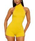 Macacão curto THLAI sem mangas, costas nuas, gola halter, bodycon Macacão curto THLAI sem mangas, costas nuas, gola halter, bodycon