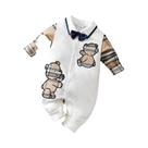 Macacão De Algodão De Manga Longa Para Bebê Recém-Nascido Menino Menina Com Bordado De Urso Para Macacão De Algodão De Manga Longa Para Bebê Recém-Nascido Menino Menina Com Bordado De Urso Para