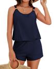 Macacão de banho de uma peça Hanna Nikole com shorts azul marinho