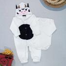 Macacão de Bebê com Bordadinho de Vaquinha em Plush - 2 Pçs